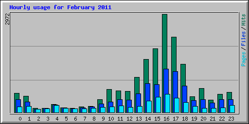 Hourly usage for February 2011